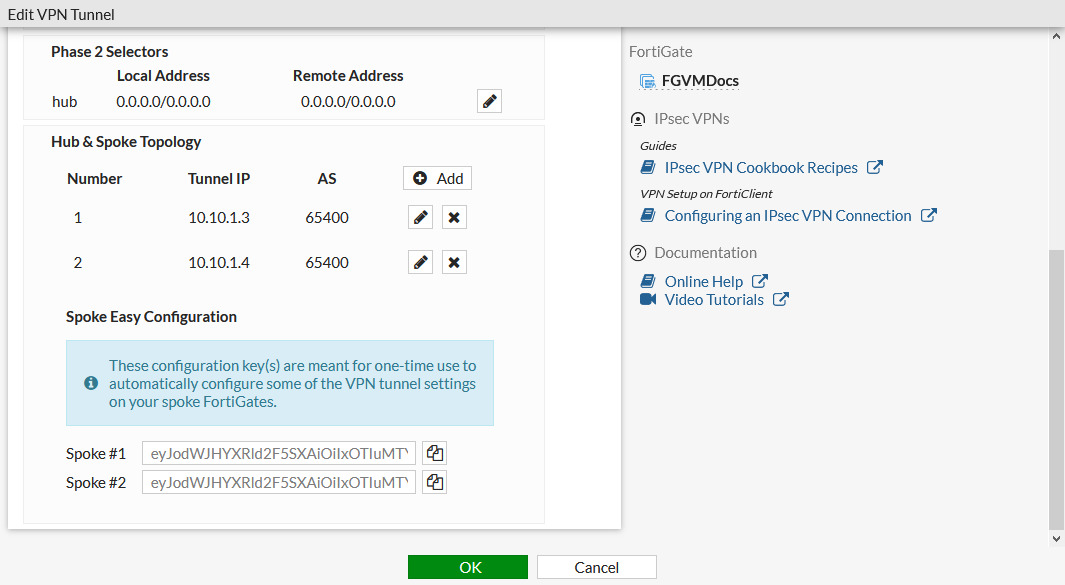 IPsec VPN wizard hubandspoke ADVPN support FortiGate / FortiOS 6.4.3